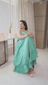 Designer Light Blue Embrodery Long Dress , Video